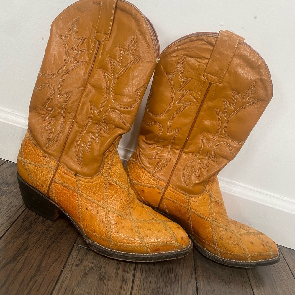 Leather Ostrich Cowgirl Boots
